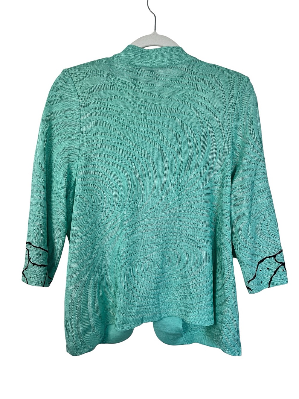 Ming Wang Women's XL Aqua Knit Jacket Cardigan Black Embellished Sleeve Office - Picture 3 of 10